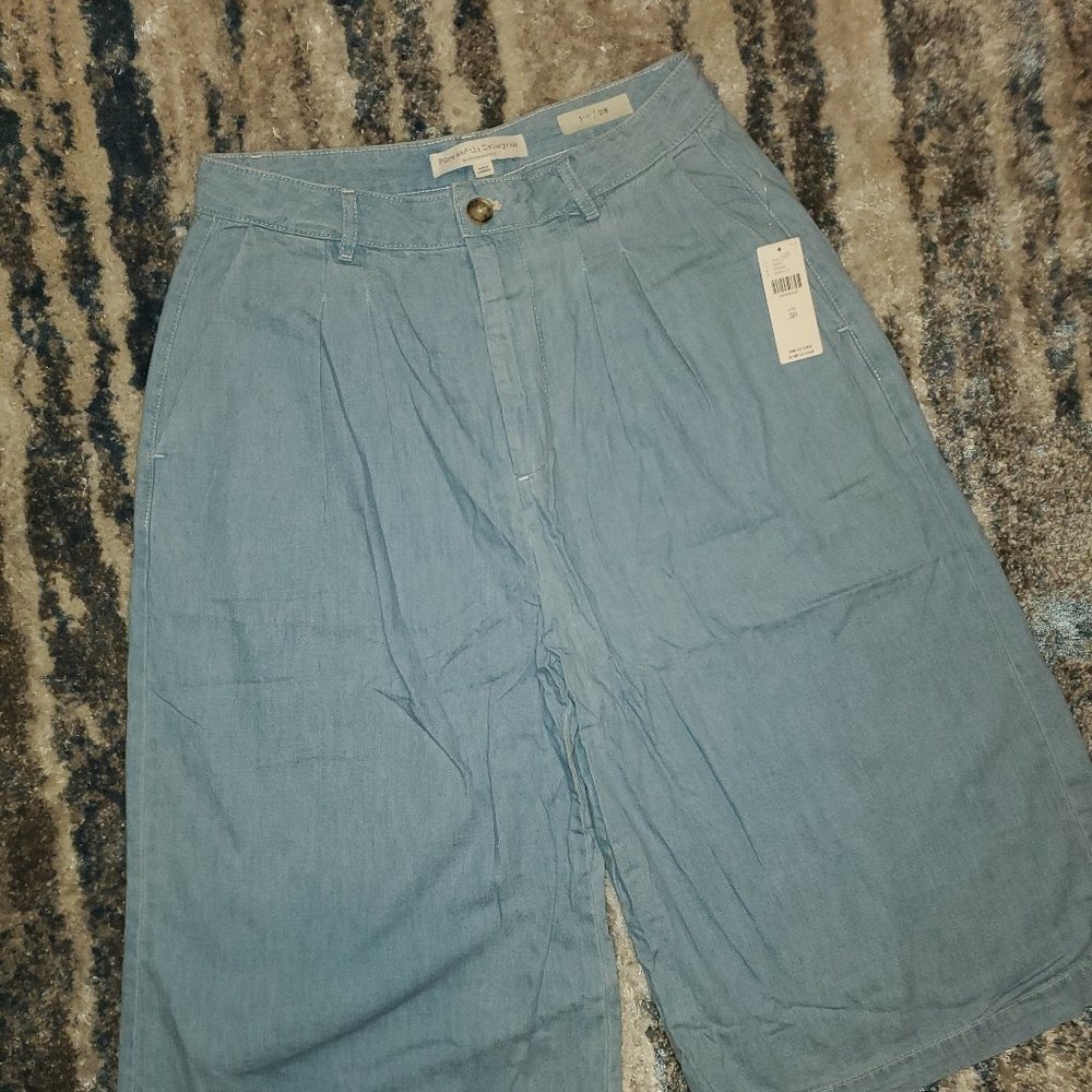 New Anthropologie Pilcro and the Letterpress Mina Chambray Culottes Size 28 - Picture 3 of 12